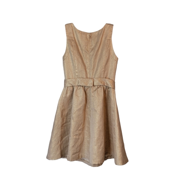 LC Lauren Conrad Gold Tone Holiday Christmas Formal Dress With Bow Women's 2 - Picture 6 of 13